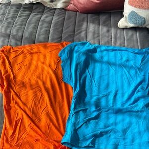 SHEIN Orange and Blue Short Sleeve Tees